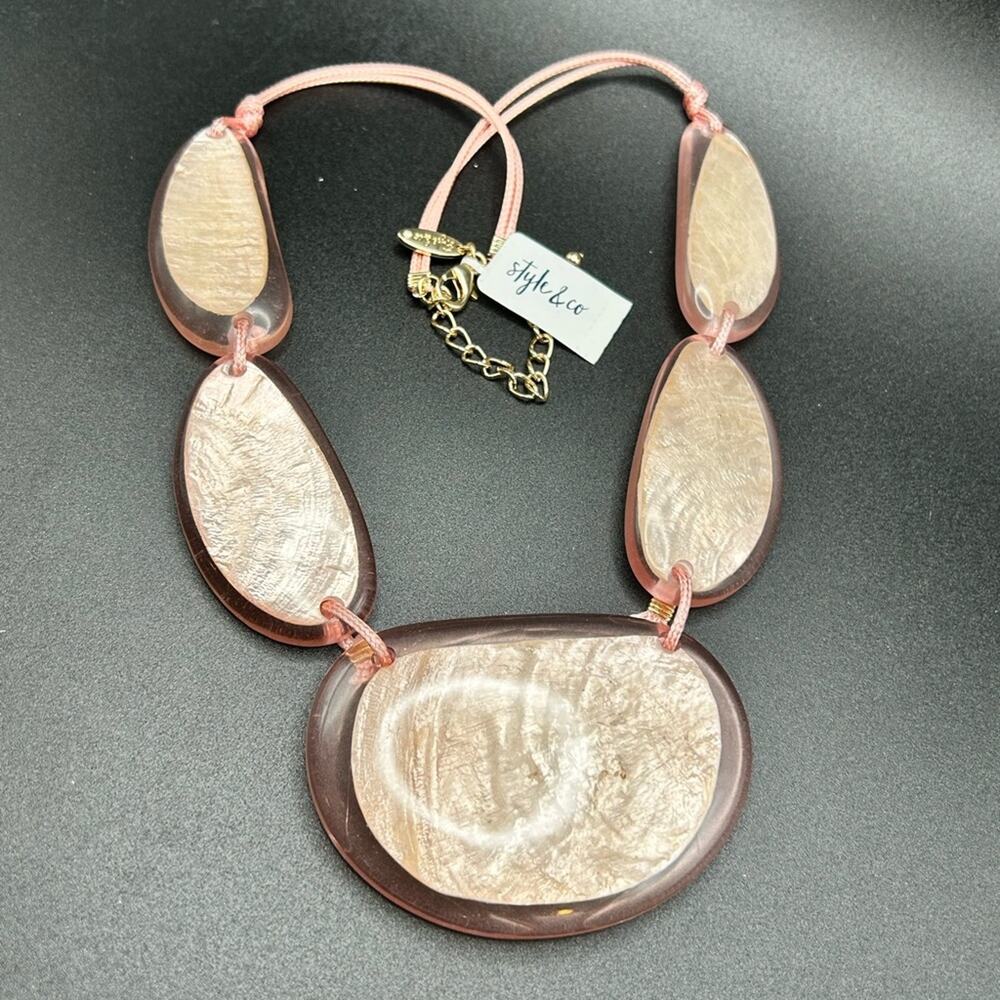 Style & Co. Pink Statement necklace Resin Neck Tower New with Tag! #G022 Chunky